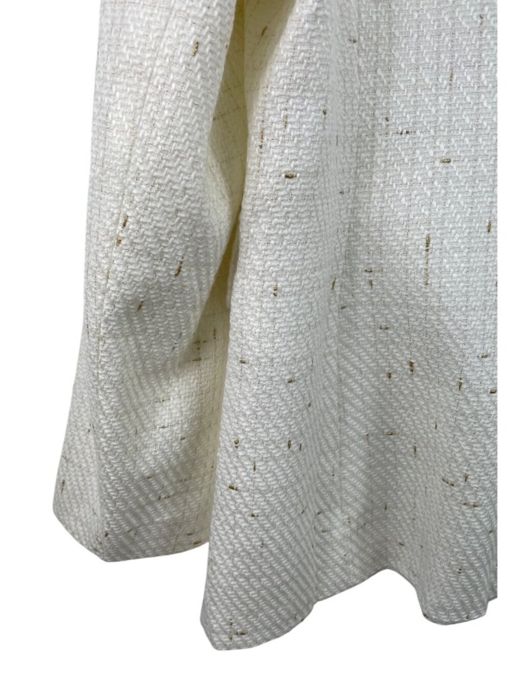 Mina Self Tweed Blazer Jacket Size XXL Ivory Gold Thread Plaid Double Breasted - Picture 7 of 12